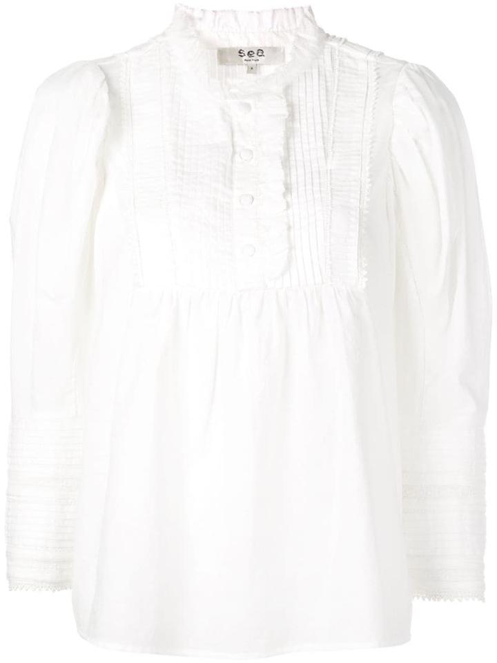 Sea Lace Trim Blouse - White