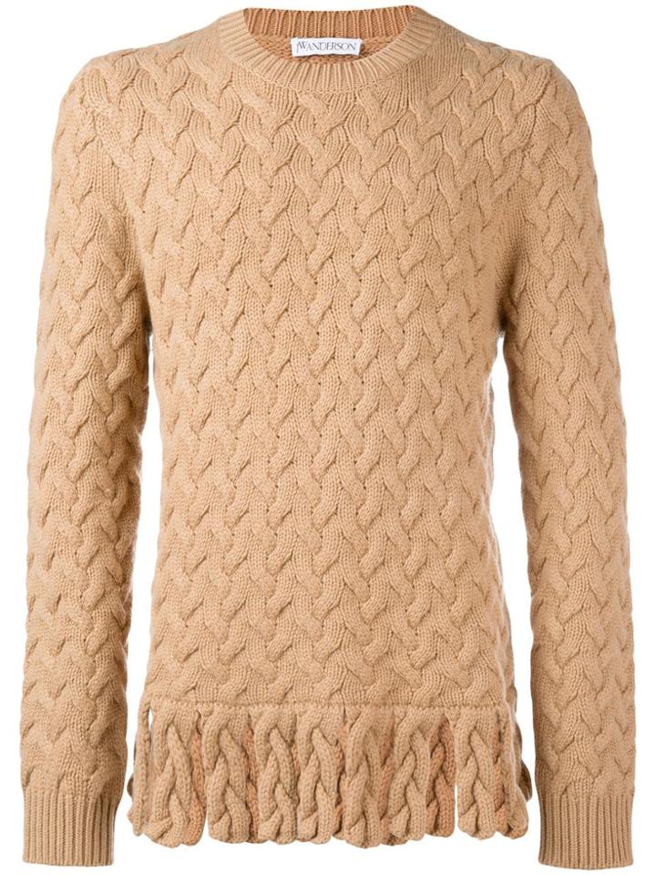 Jw Anderson Fringe Chunky Sweater - Neutrals