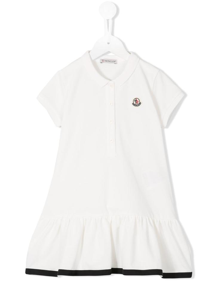 Moncler Kids Peplum Hem Polo Dress, Kids Unisex, Size: 6 Yrs, White, Cotton/spandex/elastane