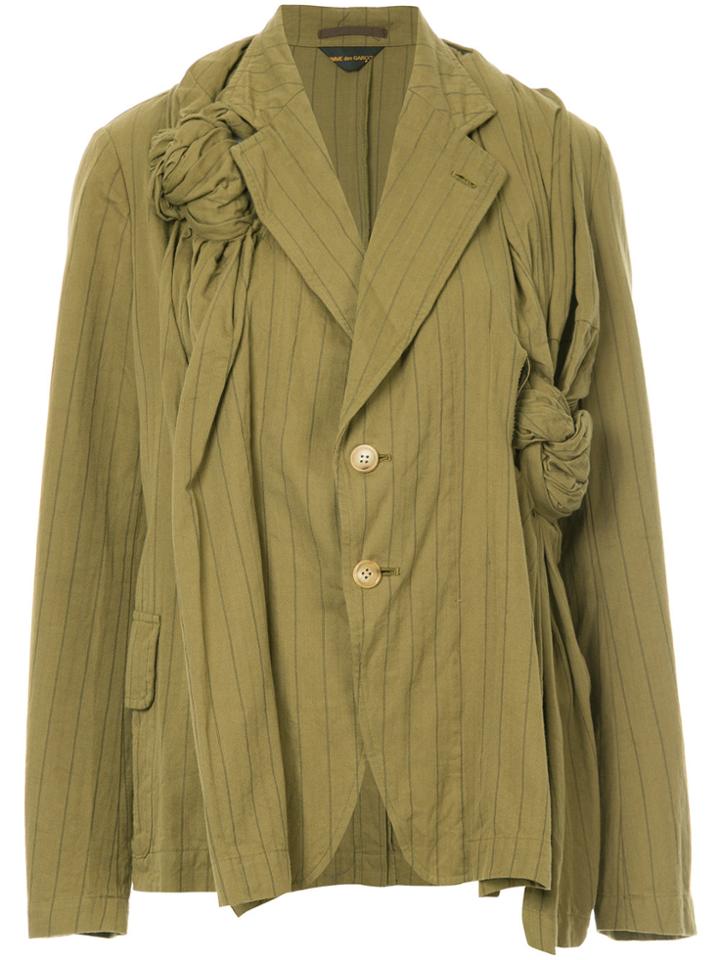 Comme Des Garçons Vintage Knot-detail Striped Blazer - Green