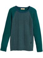 Burberry Cashmere Two-tone Cable Knit Sweater - Green
