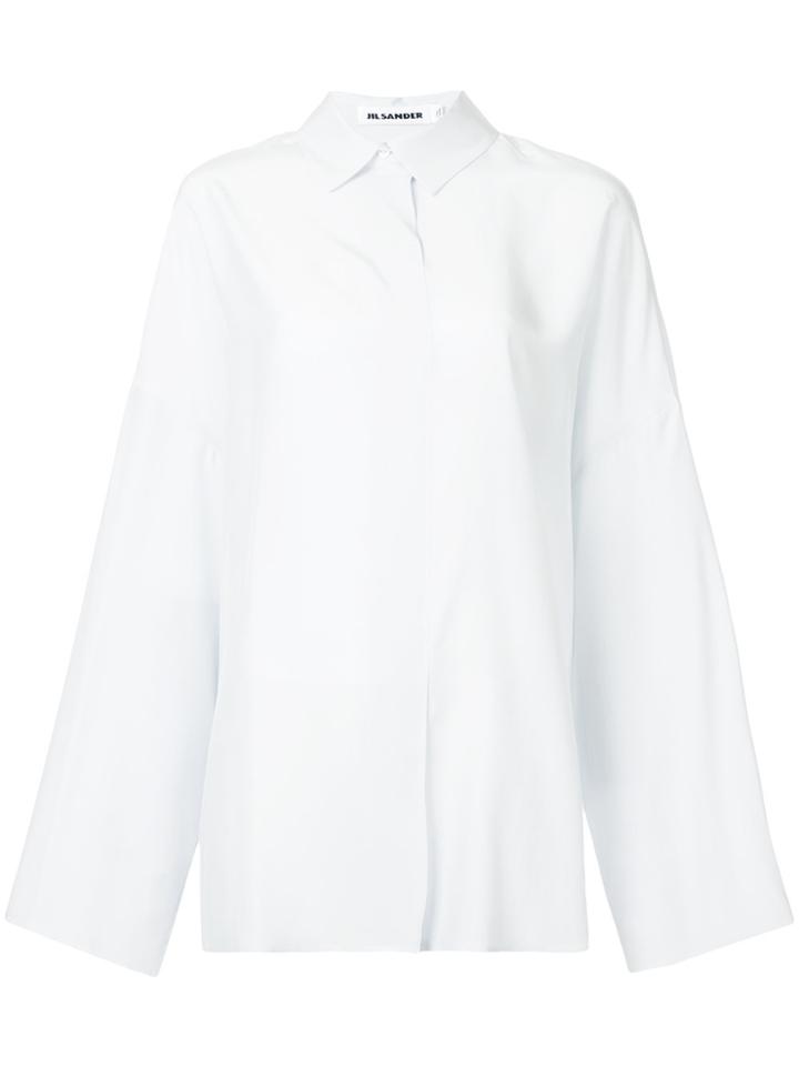 Jil Sander Flared Concealed-fastened Blouse - Blue