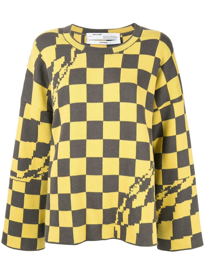 Off-white Check Print Sweatshirt - Yellow