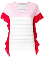 Blugirl Ruffle Trim Fine Knit T-shirt - Multicolour