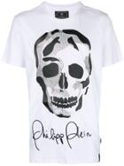 Philipp Plein Skull Printed Signature Logo T-shirt - White