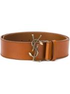 Saint Laurent Monogram Buckle Belt, Women's, Size: 75, Nude/neutrals, Leather