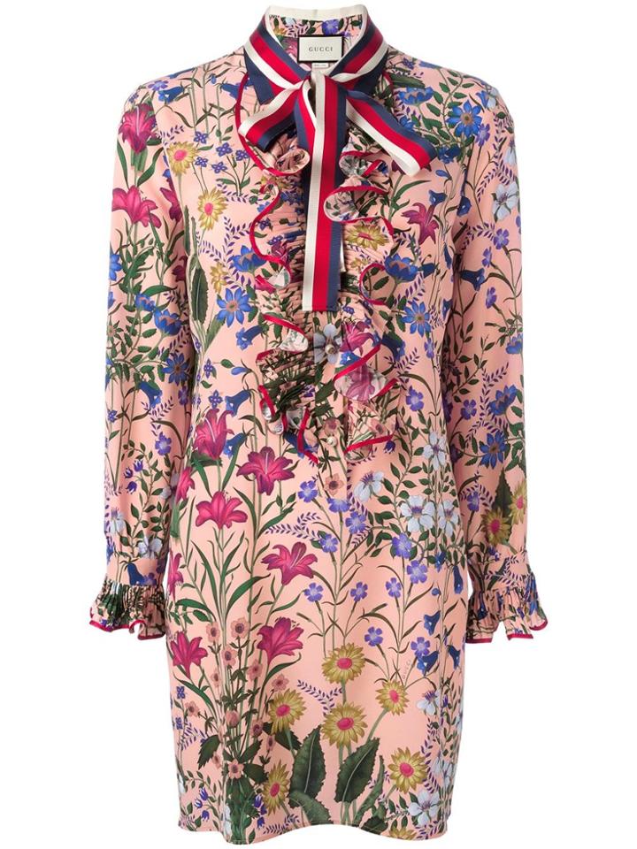 Gucci New Flora Print Dress - Pink & Purple