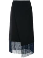 Le Ciel Bleu Fringed Wrap Skirt - Black