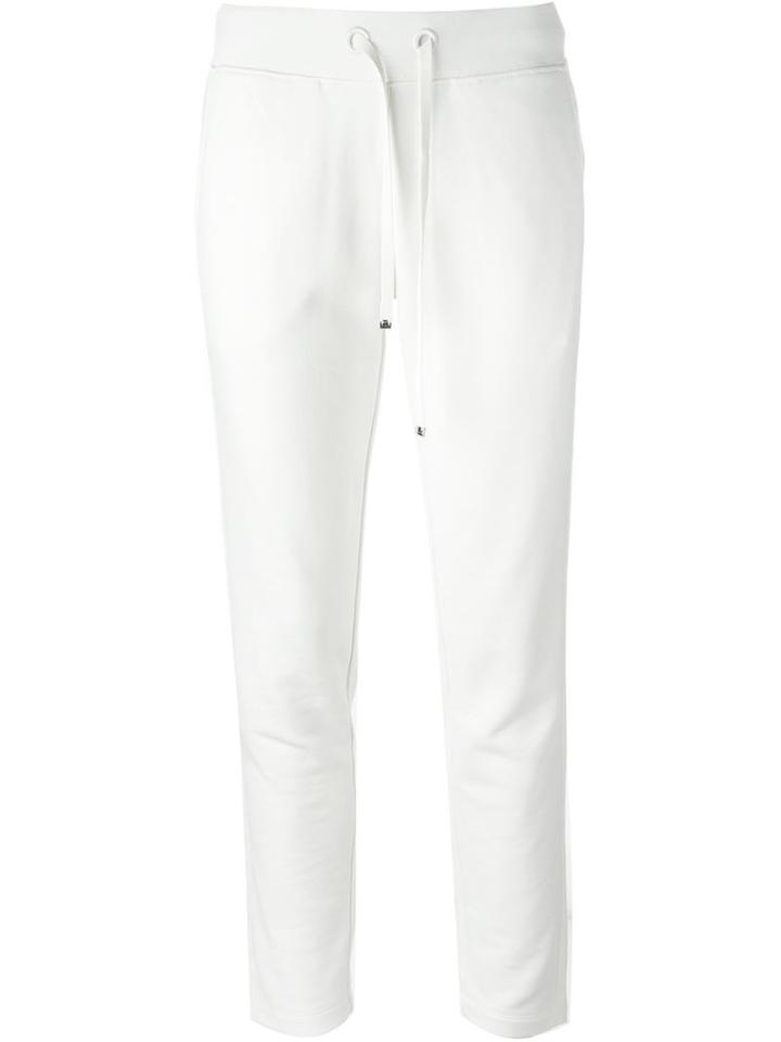 Moncler Grosgrain Trim Trousers, Women's, Size: Large, White, Cotton