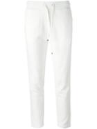 Moncler Grosgrain Trim Trousers, Women's, Size: Large, White, Cotton