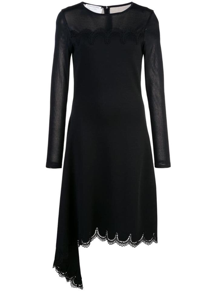 Oscar De La Renta Round Neck Lace Dress - Black