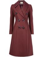Fendi Double Breasted Coat, Women's, Size: 44, Red, Wool