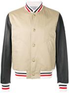 Moncler Gamme Bleu Striped Detail Bomber Jacket - Brown
