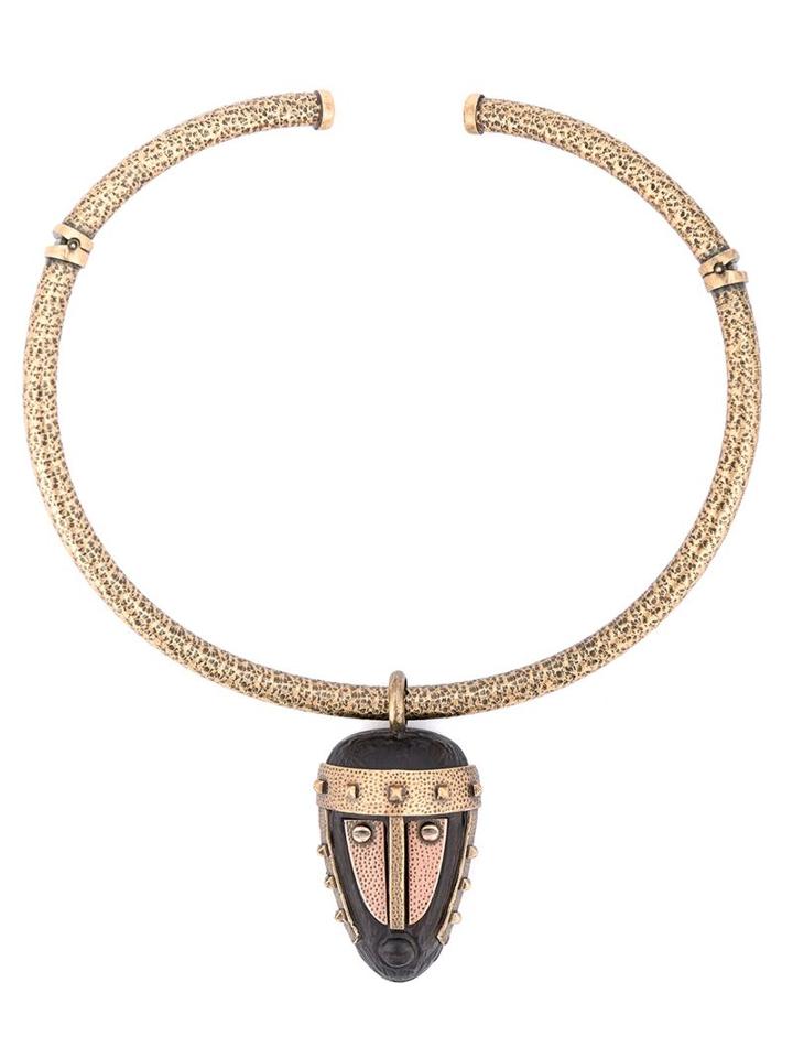 Valentino Garavani Hammered Gold Mask Choker