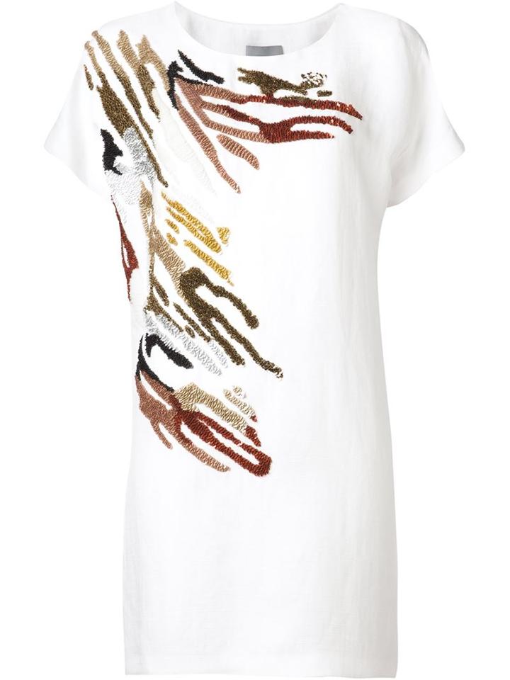 Maiyet Sequinned T-shirt Dress, Women's, Size: 36, White, Linen/flax/viscose/sequin