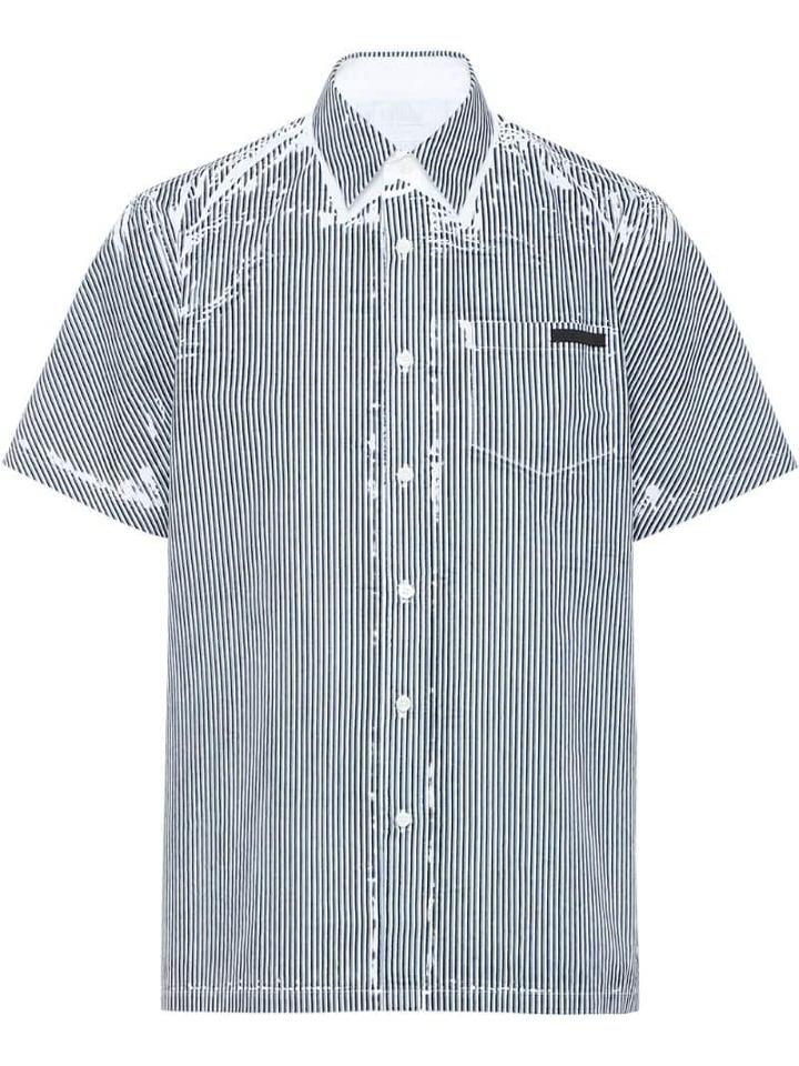 Prada Printed Poplin Shirt - Grey
