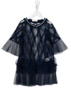 Quis Quis Semi-sheer Ruffled Coat, Girl's, Size: 10 Yrs, Blue