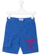 Moschino Kids Logo Print Cargo Shorts, Boy's, Size: 10 Yrs, Blue