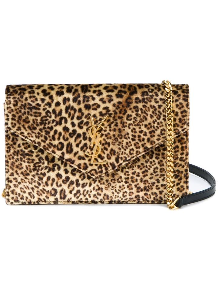 Saint Laurent 'monogram' Shoulder Bag, Women's, Brown, Leather/velvet/metal