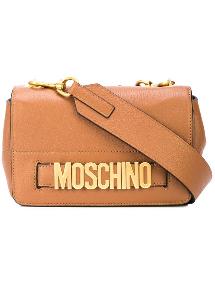 Moschino Small Lettering Flap Bag - Neutrals