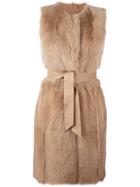 Drome Sleeveless Belted Mid-length Coat - Nude & Neutrals