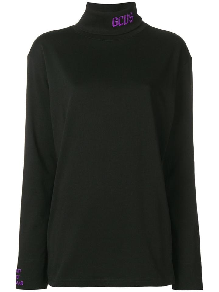 Gcds Embroidered Logo Turtleneck - Black