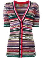 Missoni V-neck Striped Shortsleeved Cardigan, Women's, Size: 40, Nylon/polyester/viscose