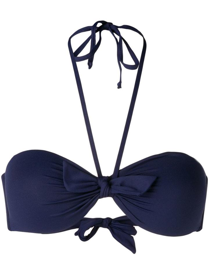 Fisico Ruched Halter Bandeau Bikini - Blue