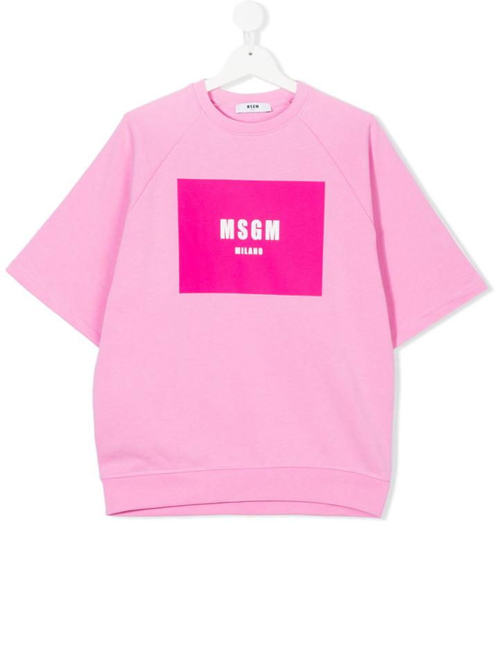 Msgm Kids Short Sleeve Sweatshirt - Pink & Purple