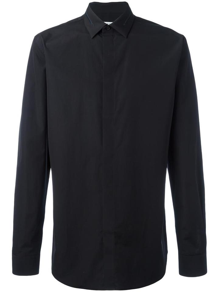 Givenchy Embroidered Collar Shirt, Men's, Size: 42, Black, Cotton/polyester/ceramic