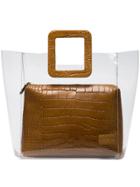 Staud Brown Shirley Crocodile Embossed Leather Pvc Tote