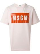 Msgm Logo Print T-shirt, Men's, Size: M, Pink/purple, Cotton