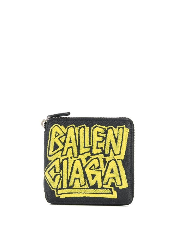 Balenciaga Graffiti Ville Square Wallet - Black