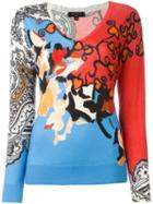 Etro Printed V-neck Jumper, Women's, Size: 44, Silk/cashmere