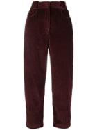 Cédric Charlier Cropped Corduroy Trousers - Red