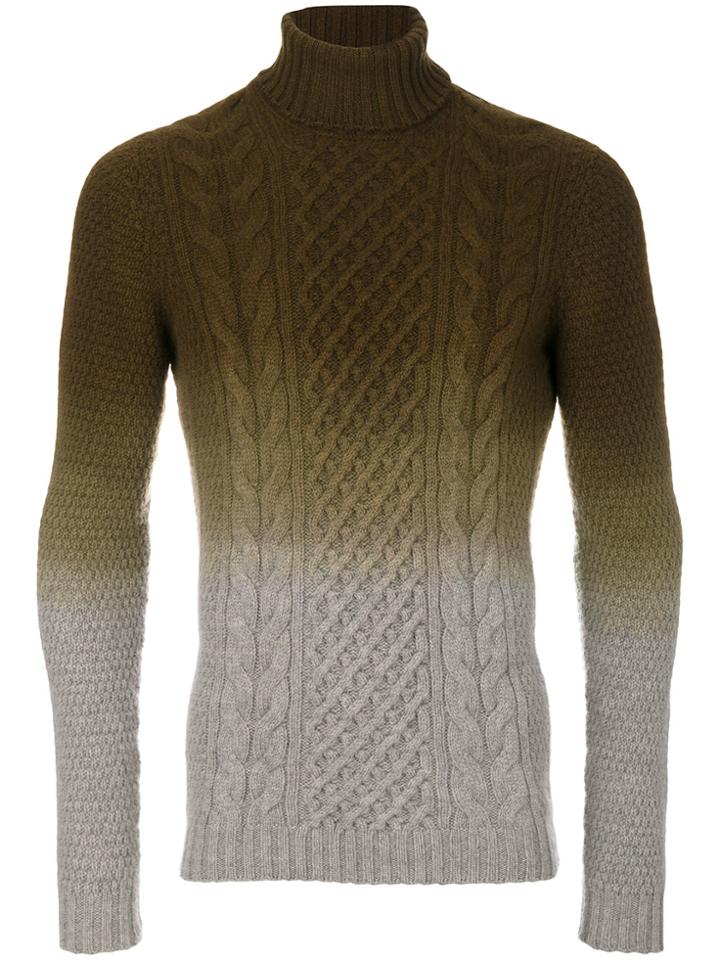 Drumohr Ombré Print Cable Knit Sweater - Green