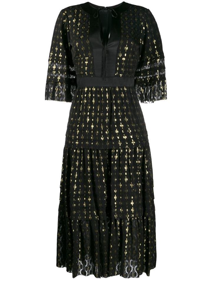 Temperley London Gold Flecked Tiered Dress - Black