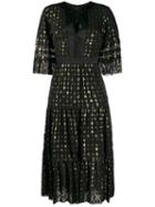 Temperley London Gold Flecked Tiered Dress - Black