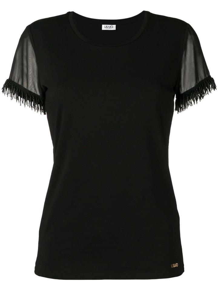 Liu Jo Embellished Sheer Sleeve Blouse - Black