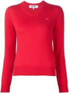 Comme Des Garçons Play Mini Heart V-neck Jumper, Women's, Size: Large, Red, Cotton