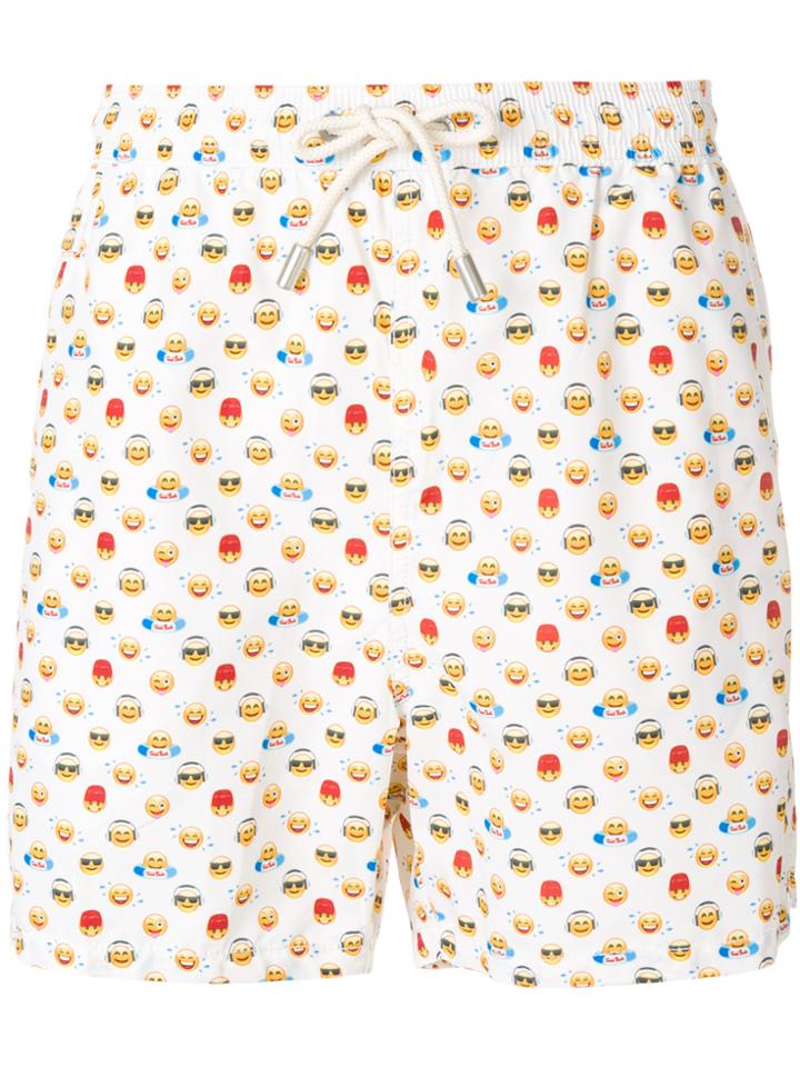 Mc2 Saint Barth Emoji Print Swim Shorts - White