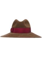Borsalino Bow Detail Hat, Women's, Size: Medium, Brown, Wool Felt