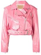 Drome Cropped Biker Jacket - Pink