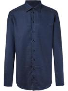 Armani Collezioni Micro Print Shirt, Men's, Size: Medium, Blue, Cotton