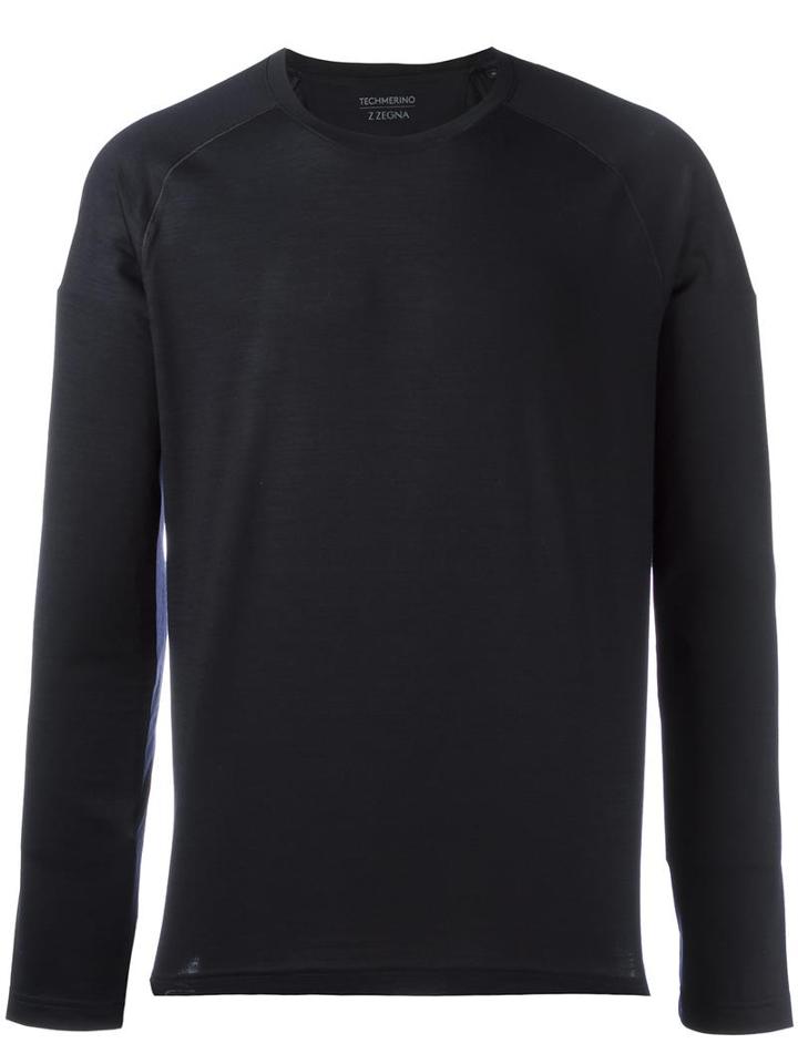 Z Zegna Crew Neck Sweatshirt, Men's, Size: Large, Blue, Wool