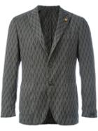 Gabriele Pasini Printed Blazer, Men's, Size: 50, Grey, Cotton/linen/flax/polyester/mohair