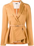 Jil Sander Navy Belted Peplum Blazer - Yellow & Orange