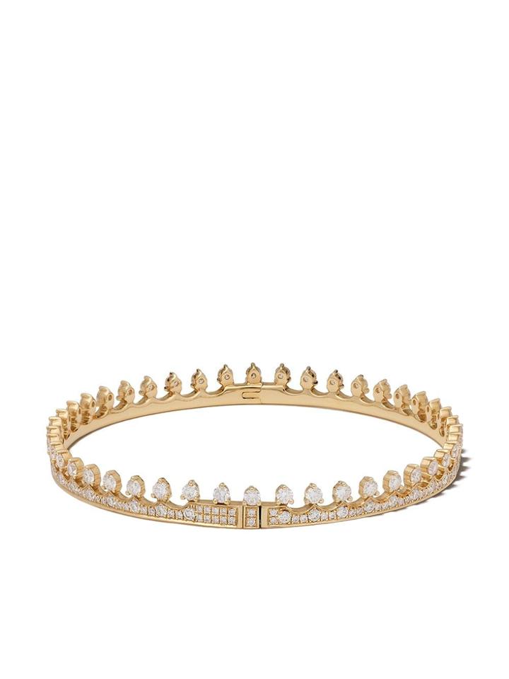 Annoushka 18kt Yellow Gold Crown Diamond Bangle - 18ct Yellow Gold