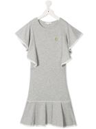 Chloé Kids Ruffled Marl T-shirt Dress - Grey