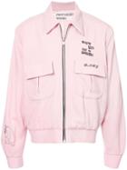 Enfants Riches Déprimés Slogan Zipped Bomber Jacket - Pink & Purple